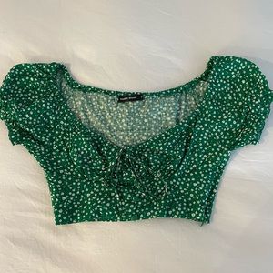Sundae Muse Green Floral Crop Top Size US 4/AUS 8.